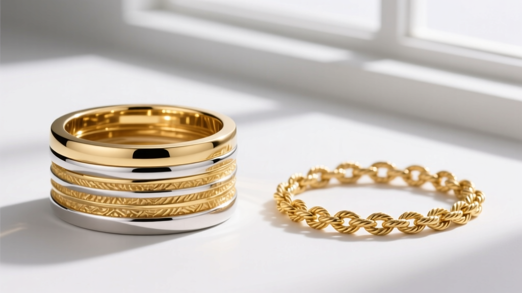 Cross-section photo showing thick gold vermeil layers over sterling silver, contrasted with a solid 14k gold rope chain link.