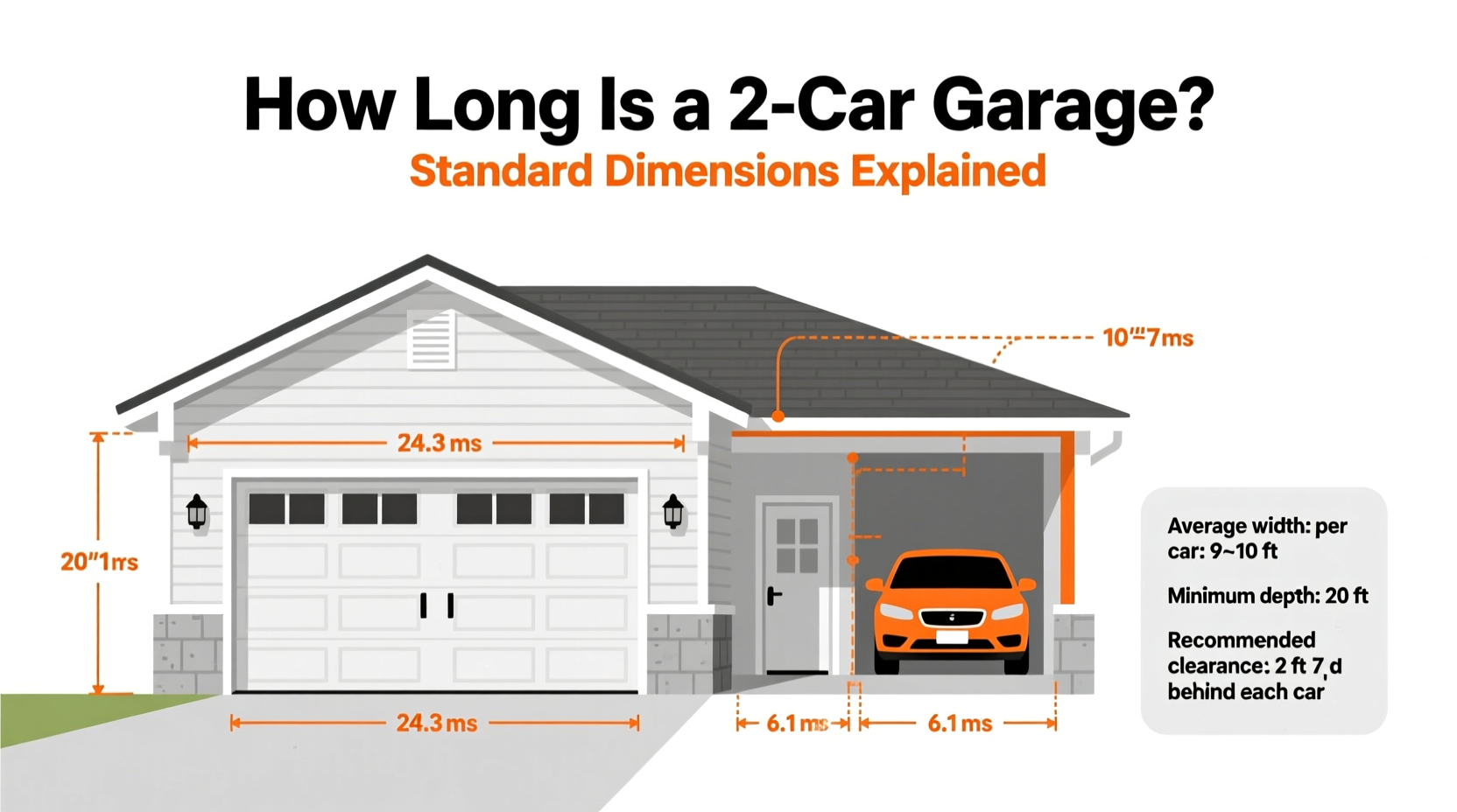 how long is a 2 car garage
