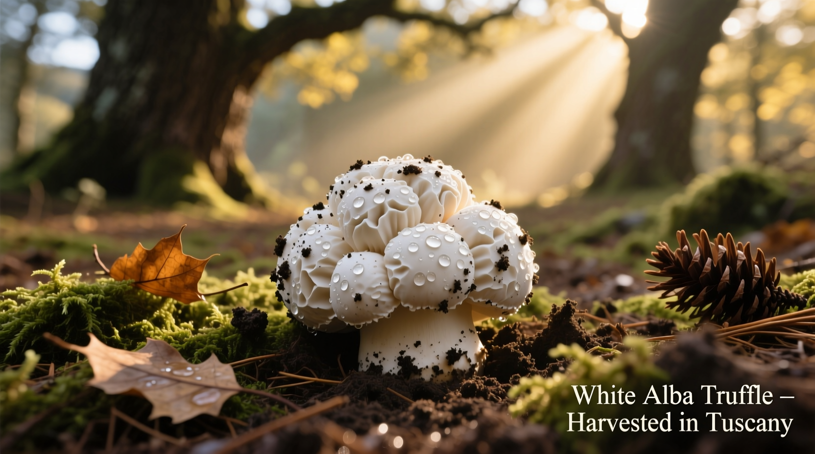 White Alba truffle freshly harvested from Italian forest