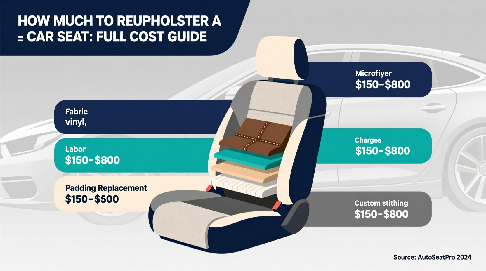 how much to reupholster a car seat