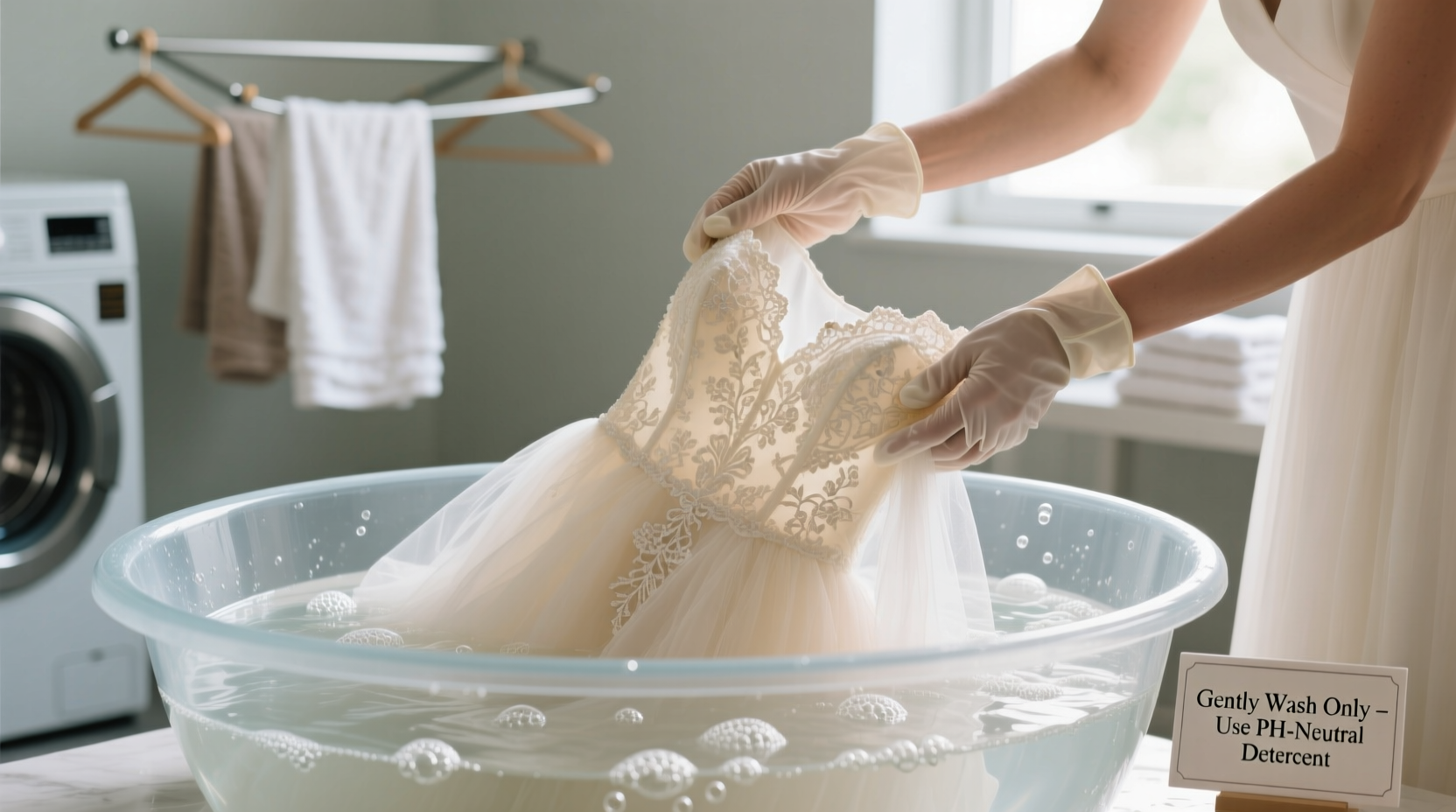 how to wash a wedding gown