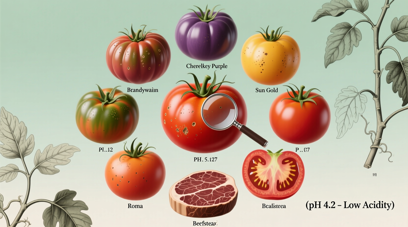 Tomato varieties showing acidity levels for reflux management