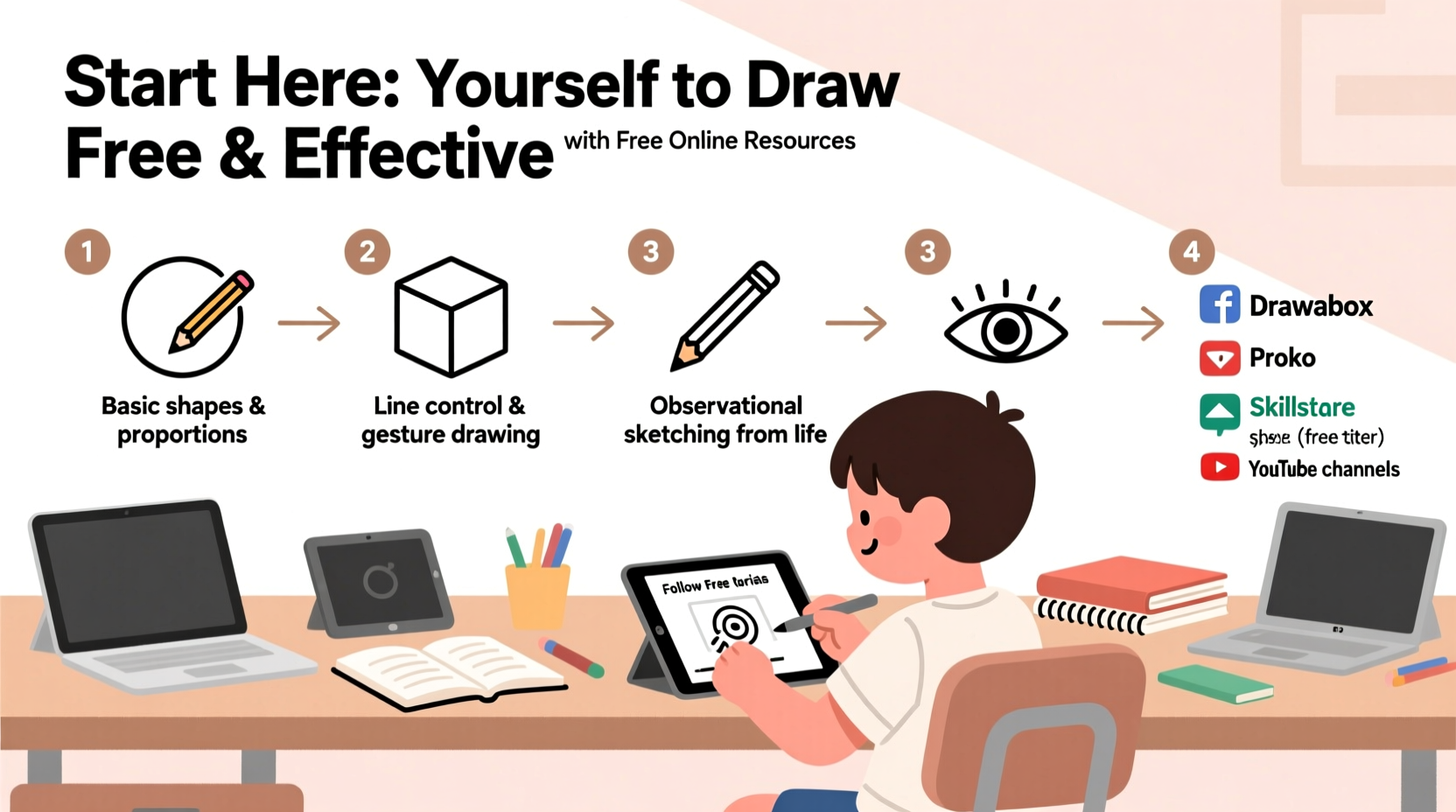 how to teach yourself to draw from scratch with free online resources