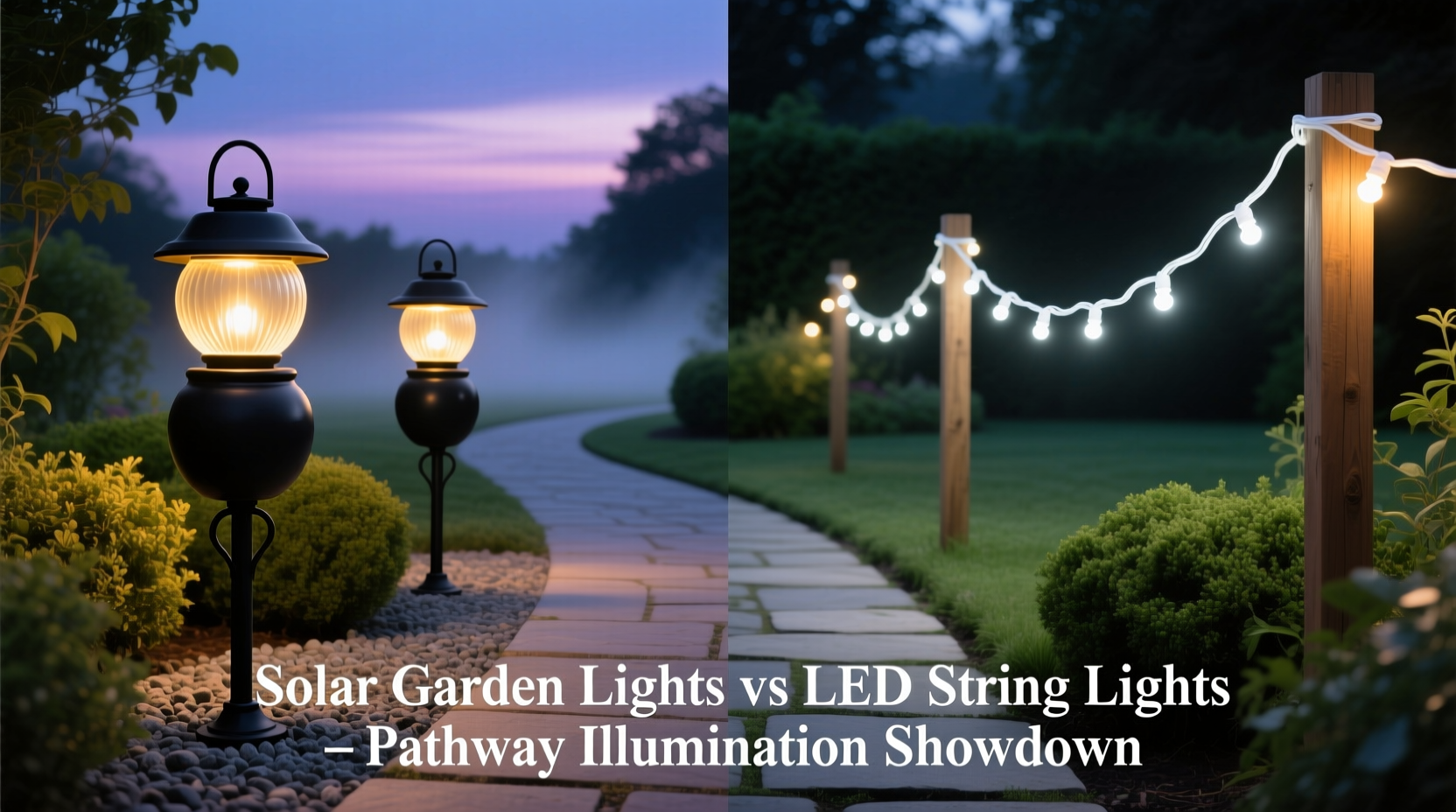 solar garden lights vs led string lights for pathway illumination