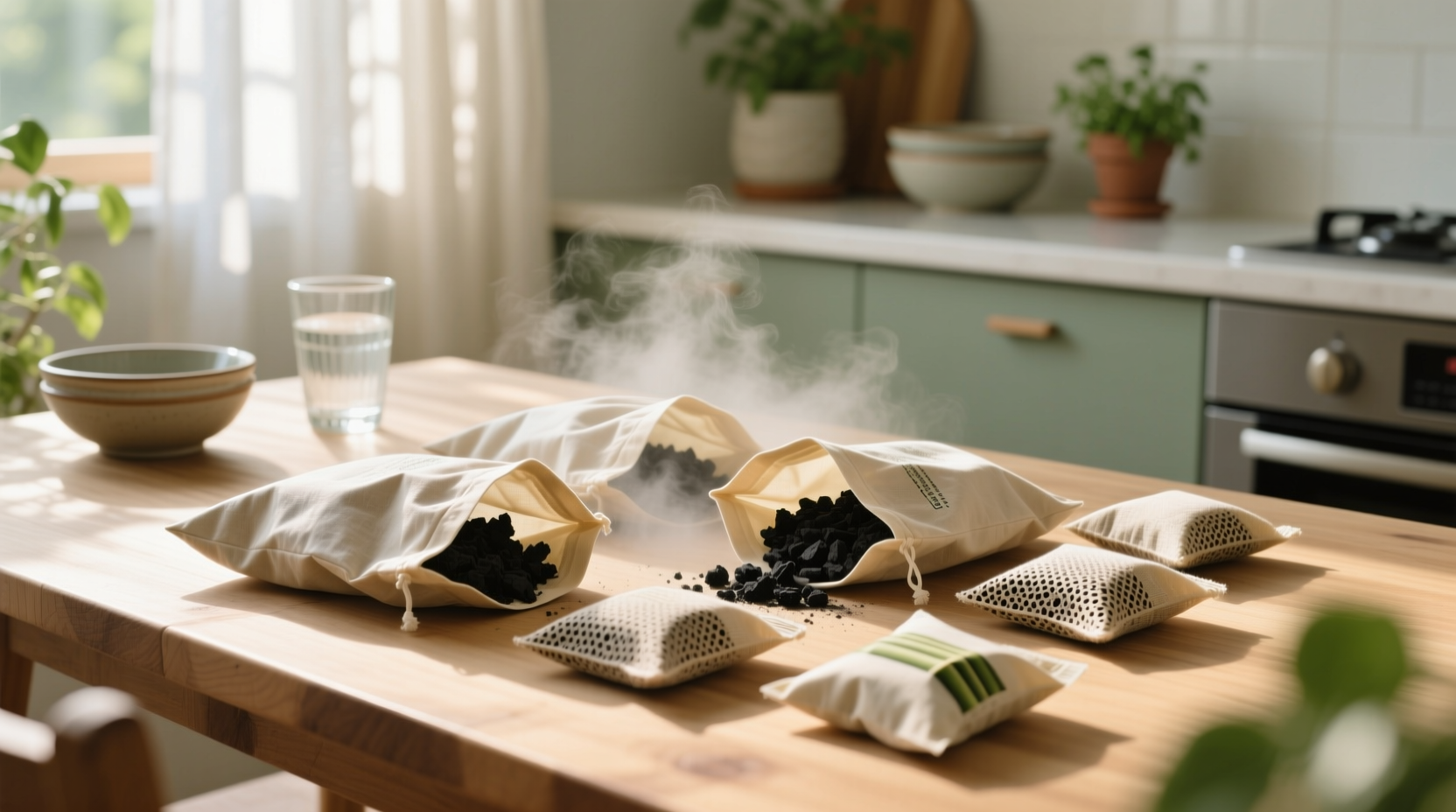 eco friendly cleaning deodorize snack bags with bamboo charcoal