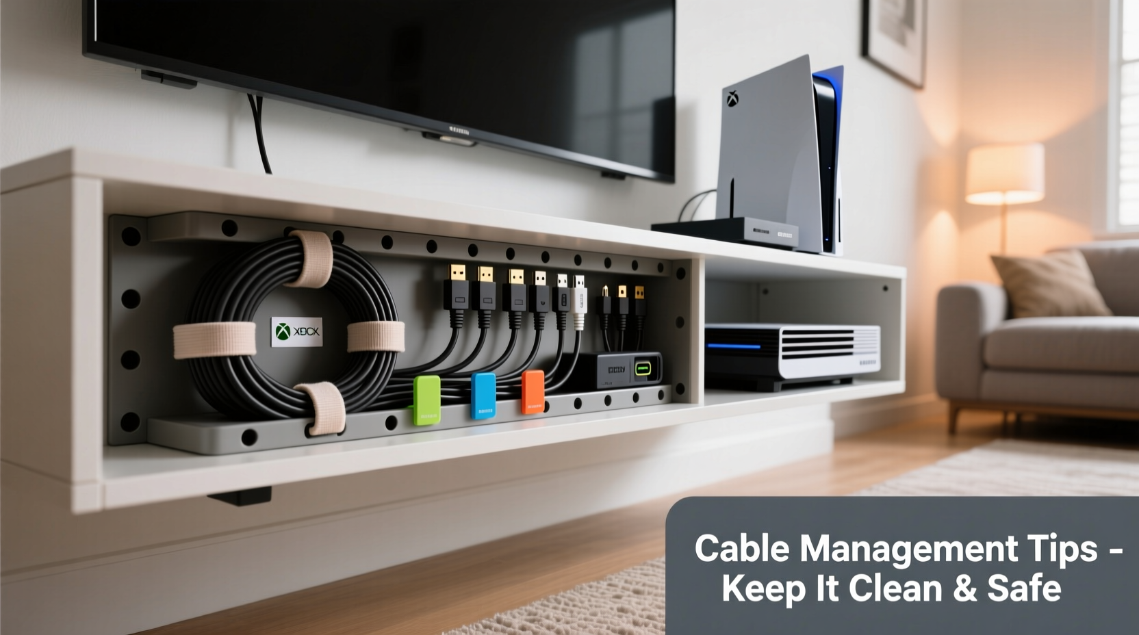 how to organize your gaming console cables neatly and safely