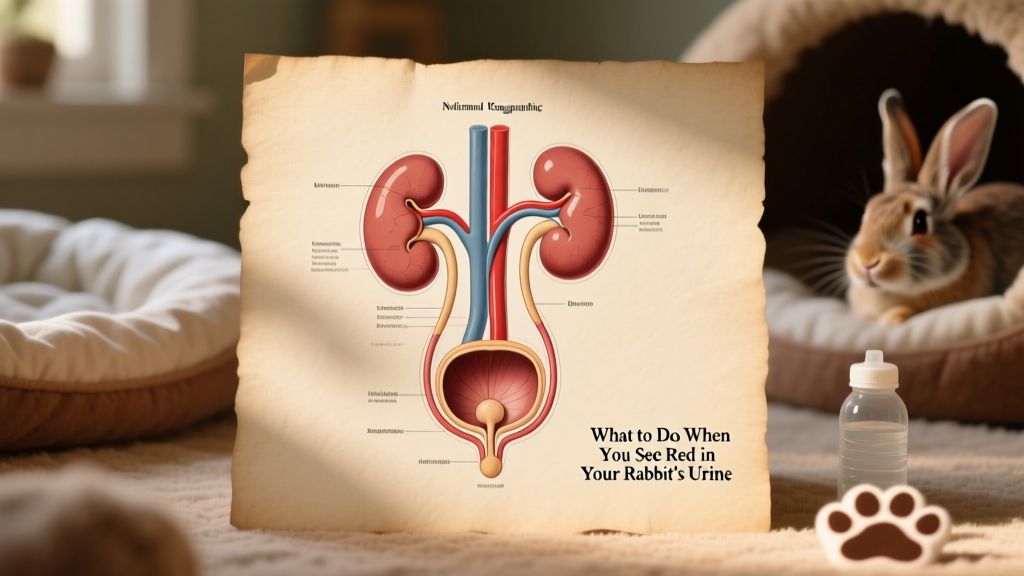 Anatomy diagram showing rabbit kidneys, ureters, bladder, and urethra