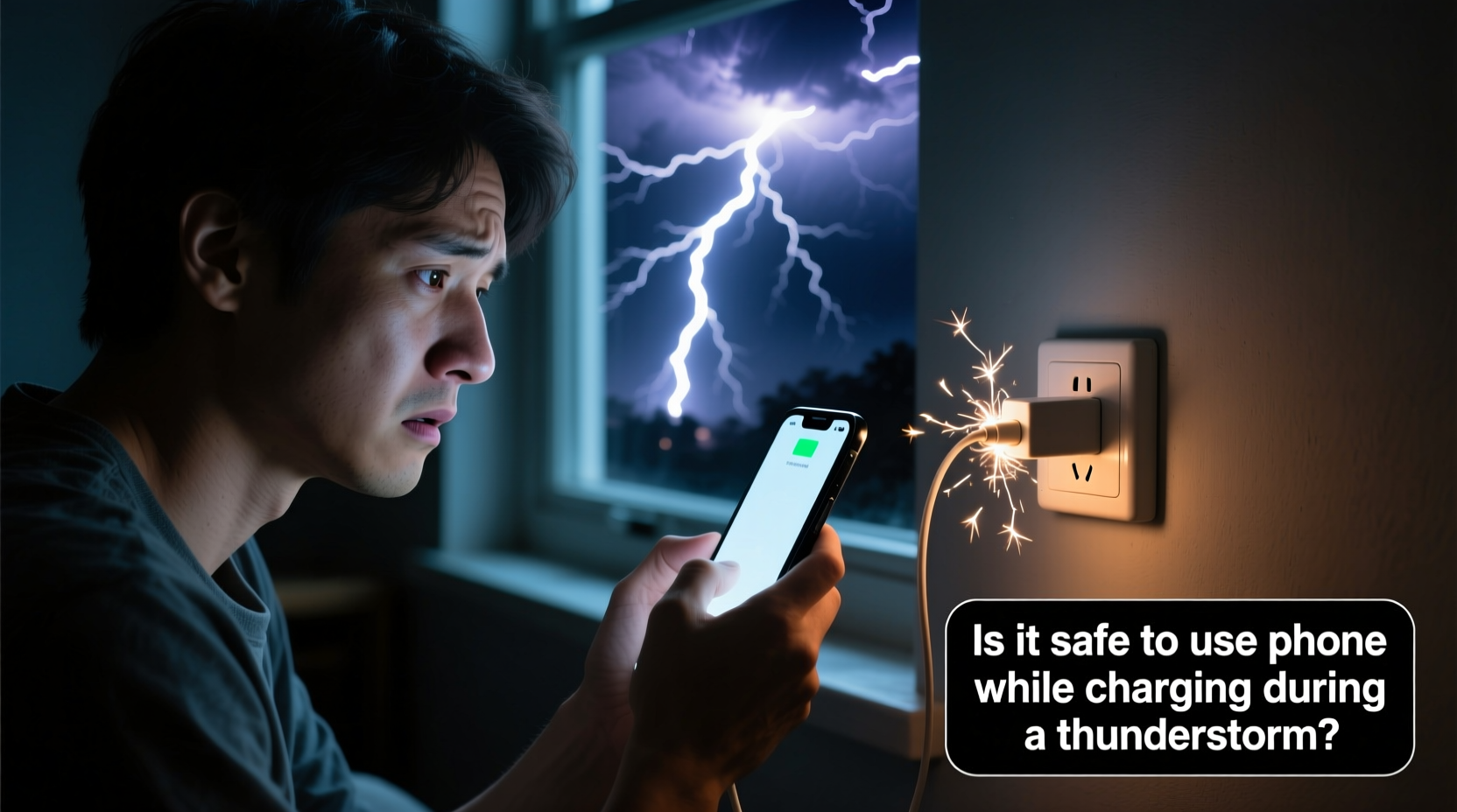 is it safe to use phone while charging during a thunderstorm