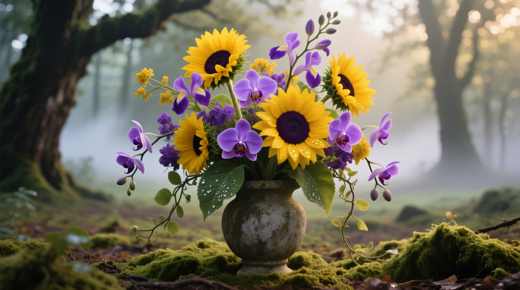 yellow purple flower combinations