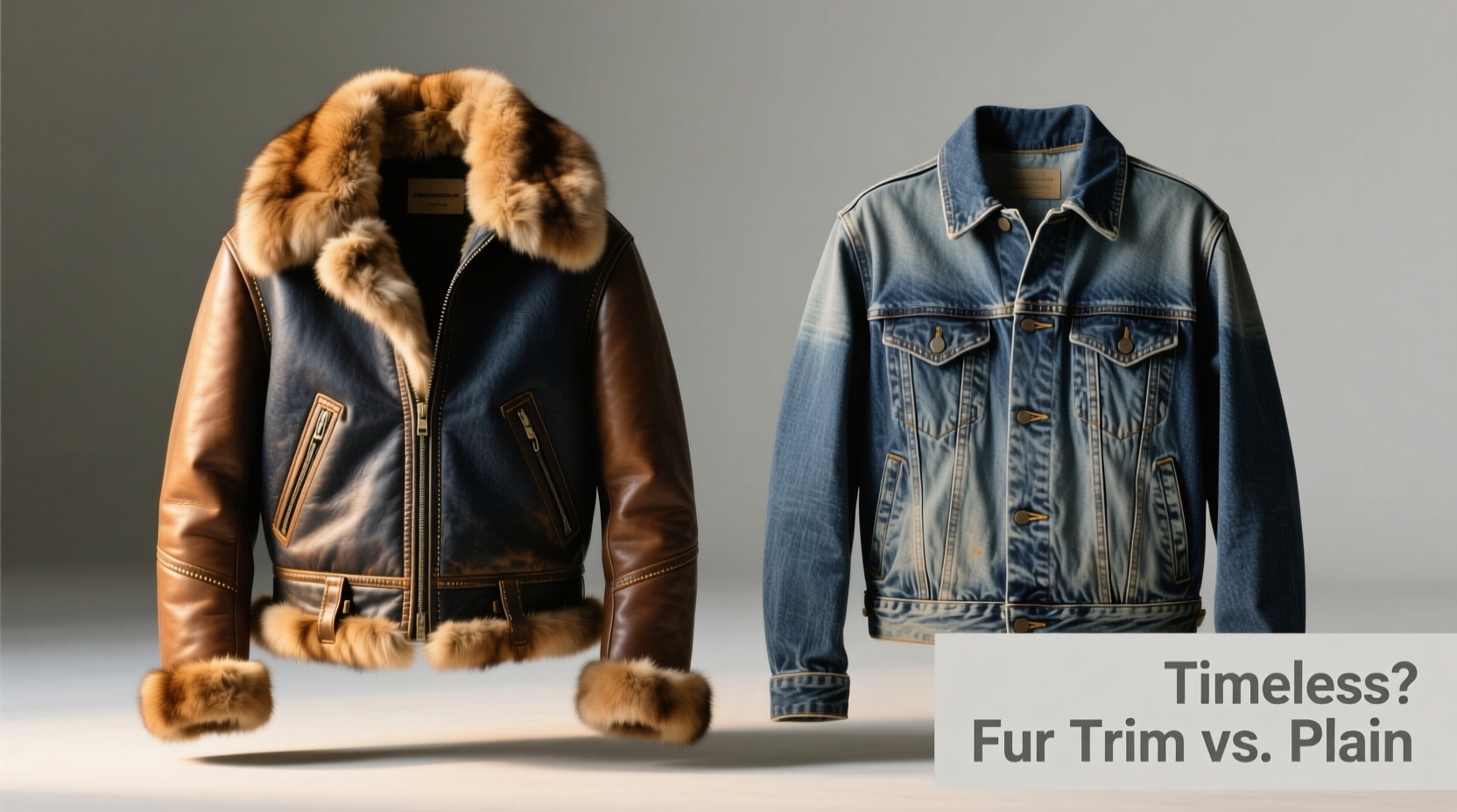 denim jacket with fur trim vs plain which looks more timeless