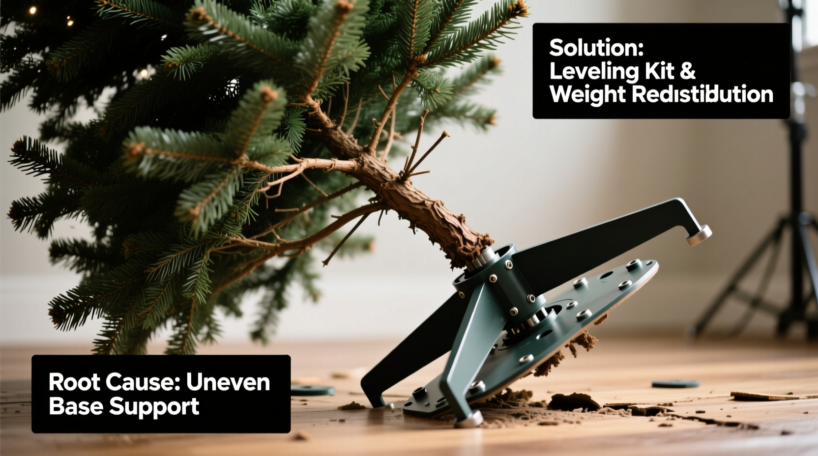 why does my christmas tree tilt after setup stabilizing uneven bases