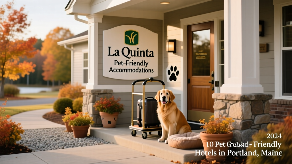 Exterior view of La Quinta by Wyndham Portland with a welcoming entrance and signage indicating pet-friendly accommodations