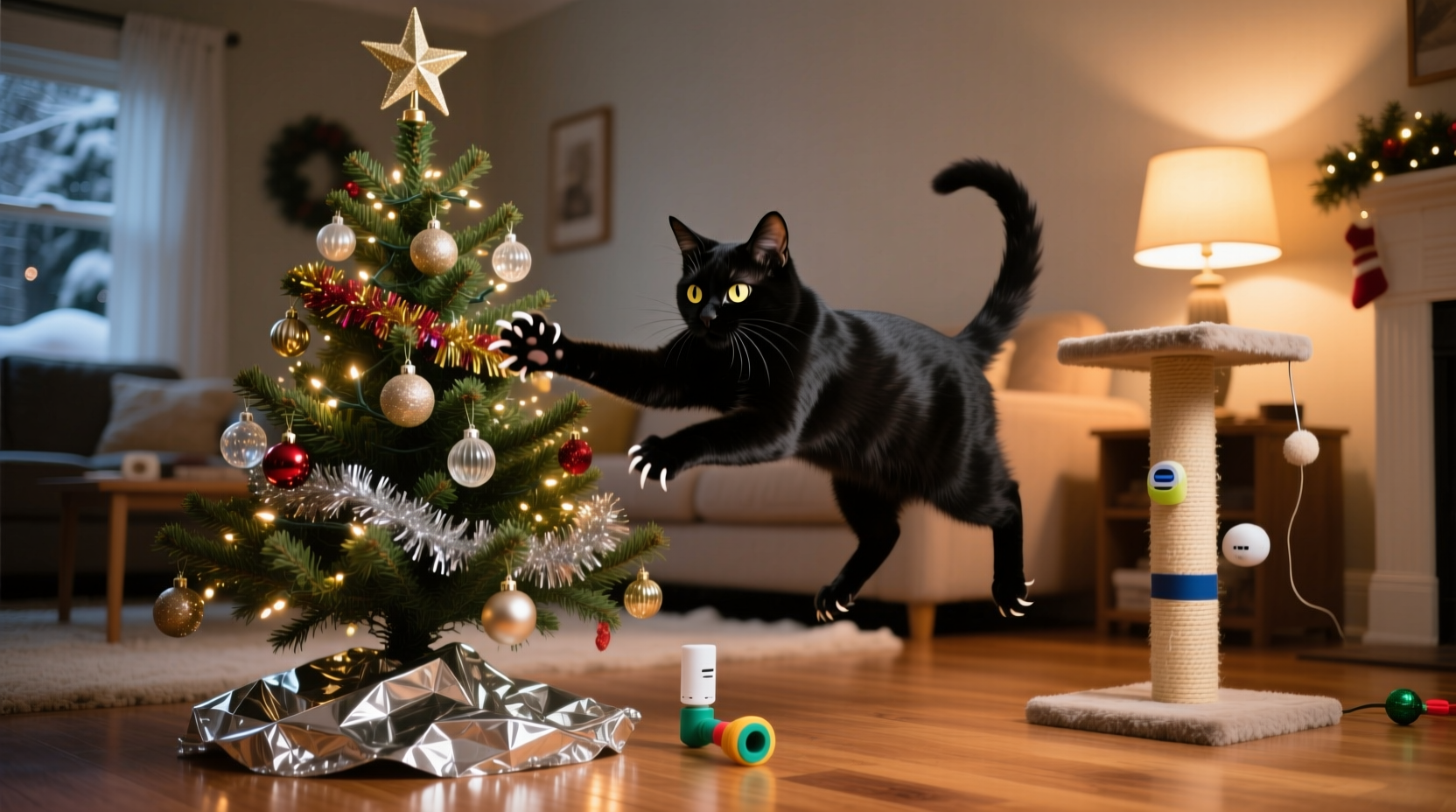 why does my cat attack the christmas tree and how to stop the climbing