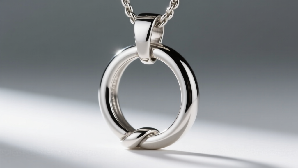 Close-up of a hidden bail mechanism wrapping around a thick sterling silver open circle pendant, revealing the clean solder joint.