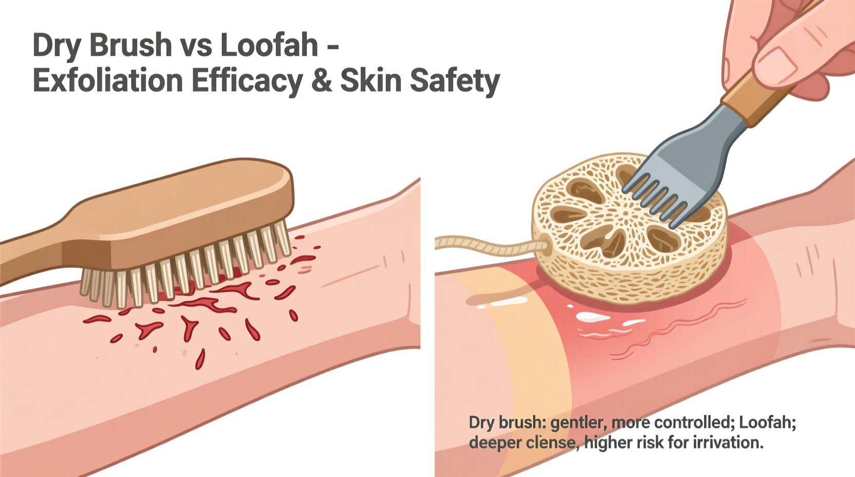dry brush vs loofah which exfoliates more effectively without irritation