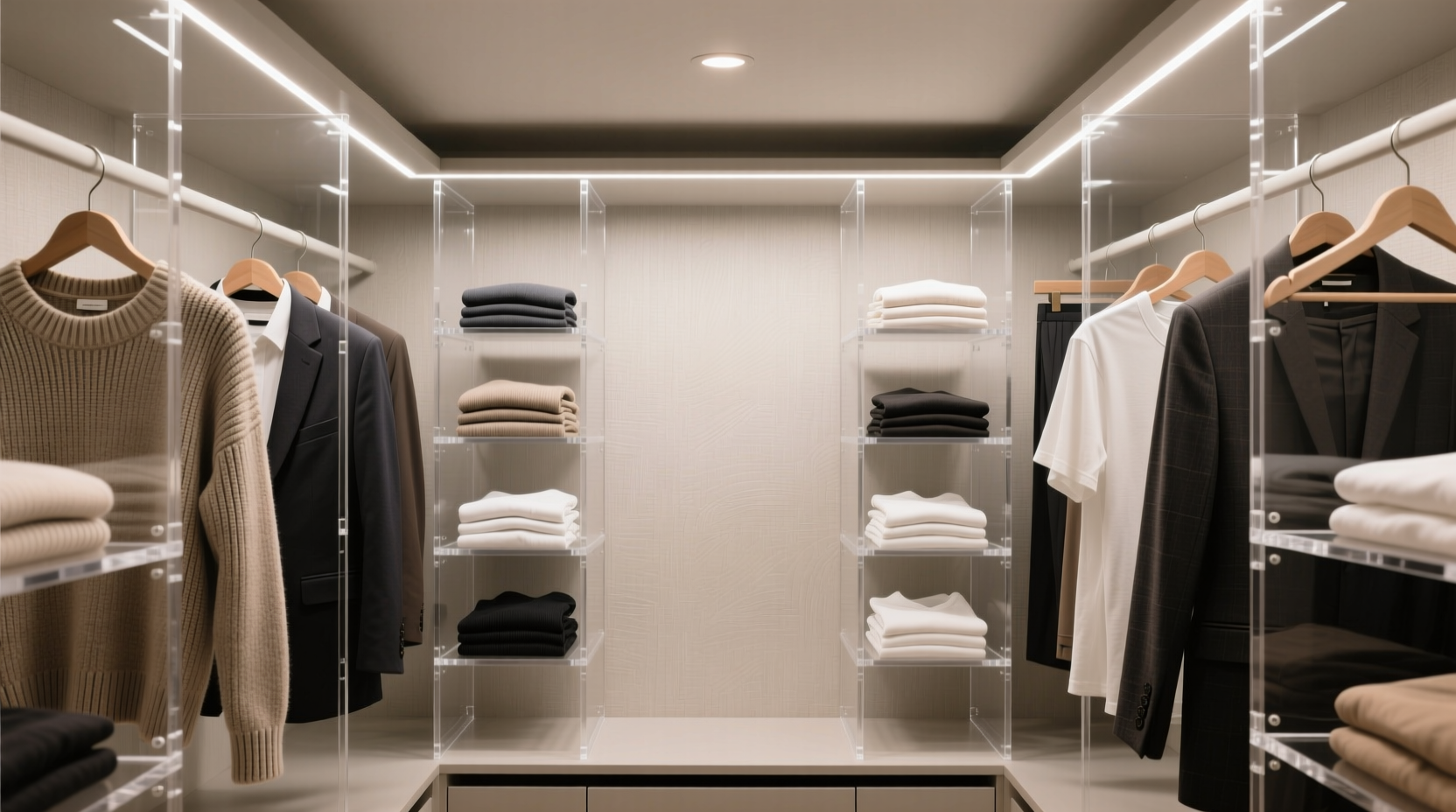 capsule wardrobe organization with acrylic dividers