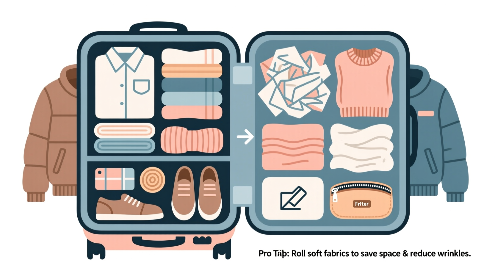 how to pack a suitcase efficiently so you fit everything without creasing clothes