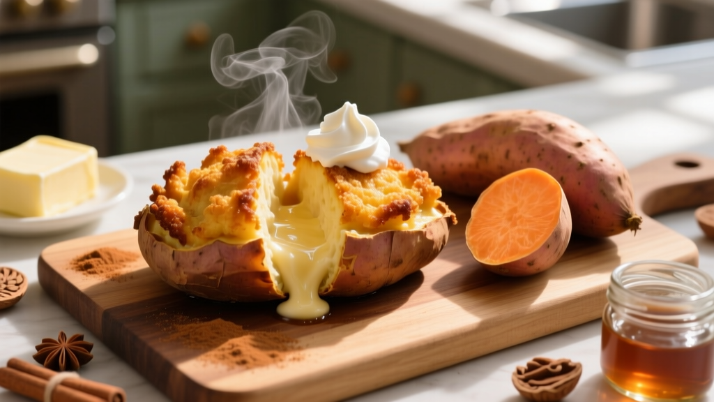 Twice Baked Sweet Potatoes in Air Fryer (Crispy & Creamy!)