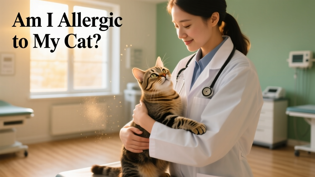 Veterinarian gently holding a calm cat during a wellness exam
