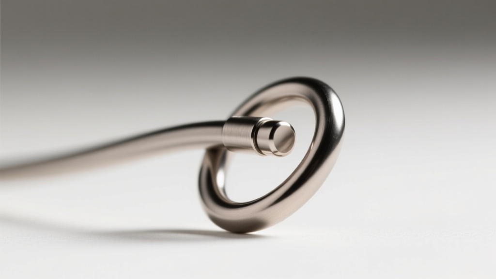 Macro photography of an 18-gauge implant-grade titanium ear wire with a matte finish, highlighting the seamless loop closure