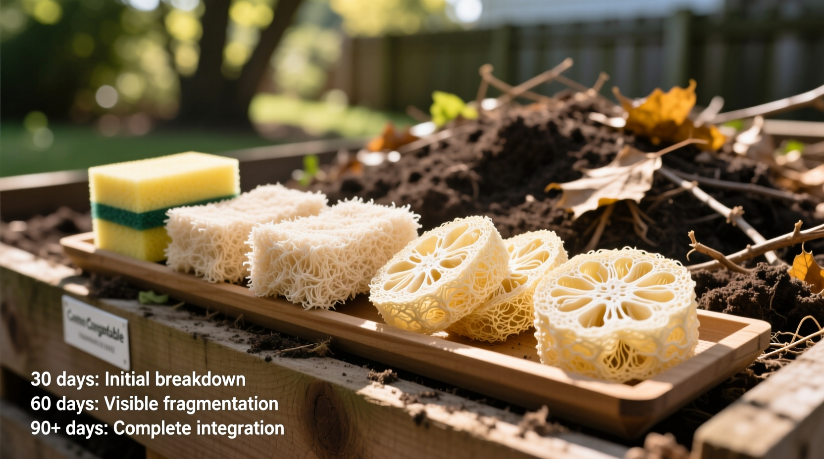 compostable sponge vs loofah which degrades faster