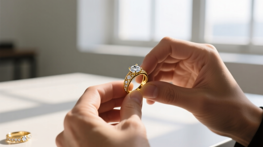 Jeweler's loupe view of a bezel-set diamond pendant, revealing the 0.5mm metal lip tolerance and precise stone girdle alignment