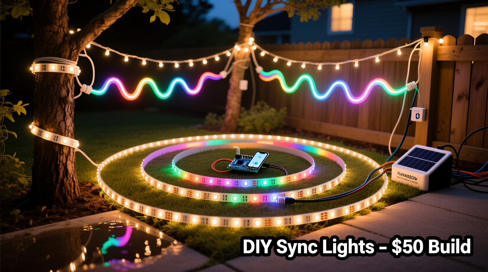 how to create a synchronized light show with multiple strands on a budget