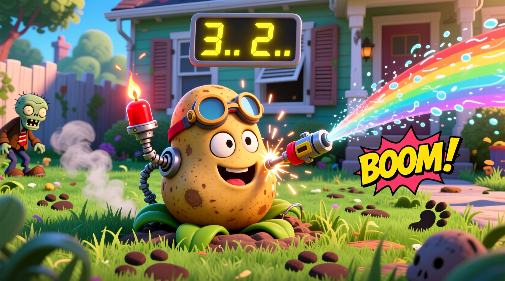 Potato Mine plant arming process in Plants vs. Zombies