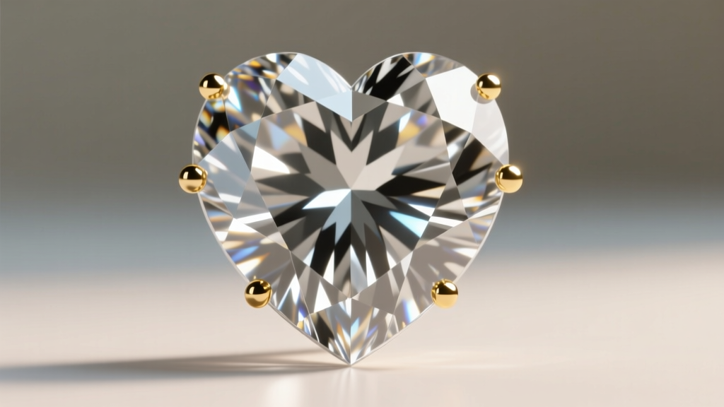 Diagram showing the anatomy of a heart-shaped diamond, highlighting the cleft, lobes, and point with prong placement markers