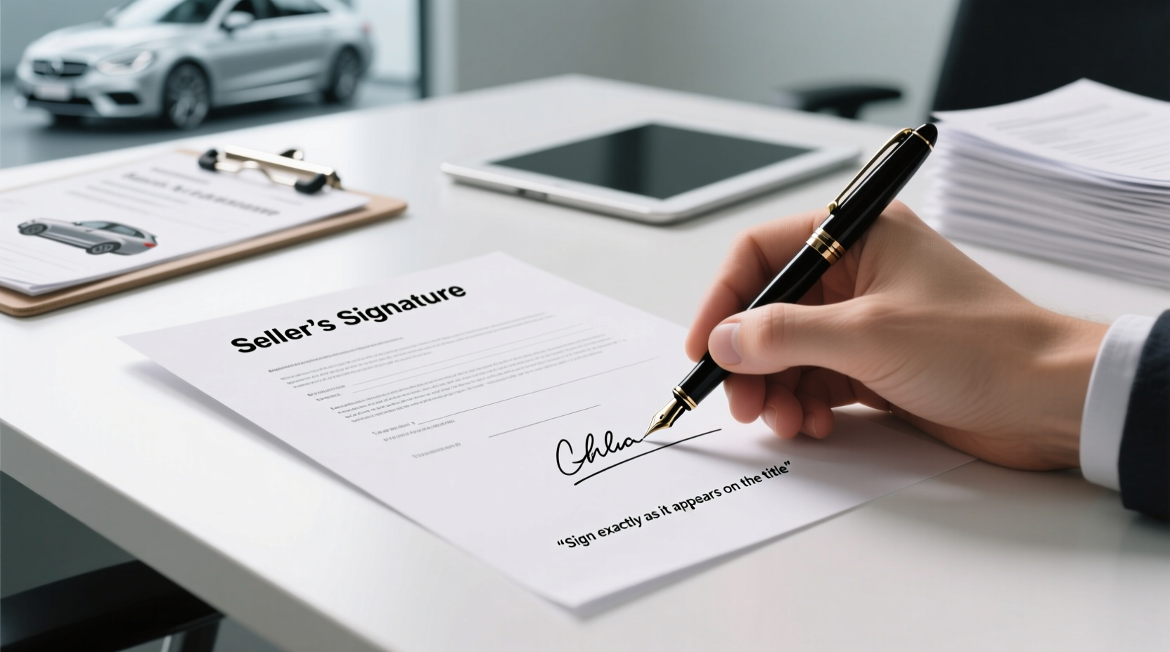 how to sign title when selling car