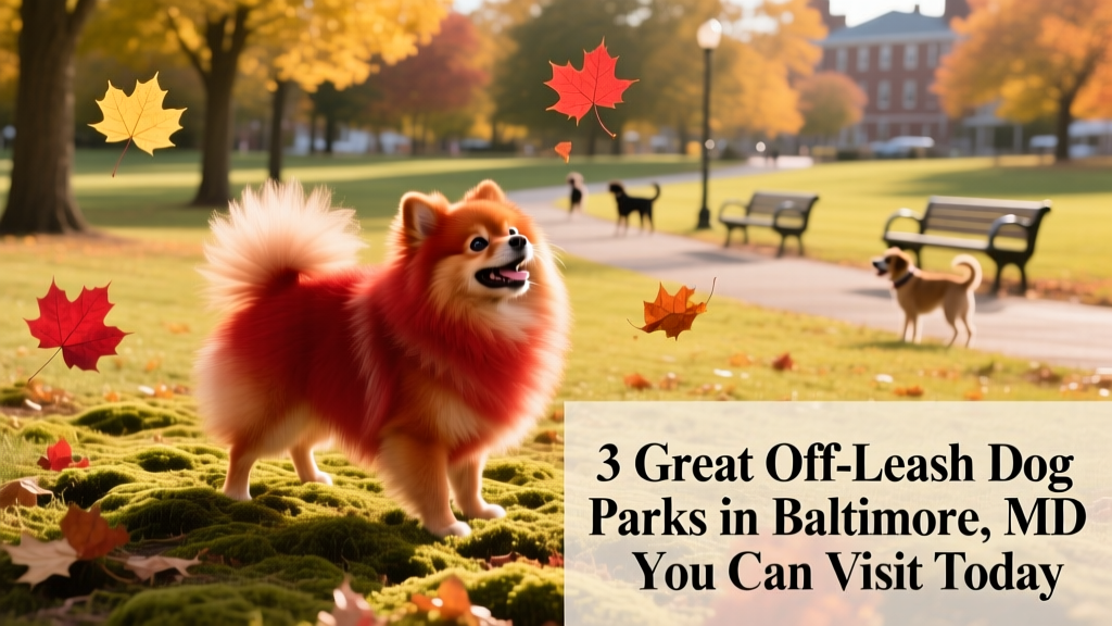 red fluffy pomeranian dog in the autumn park