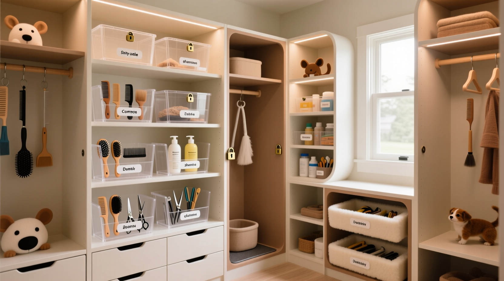 closet organization tips for pet grooming tools