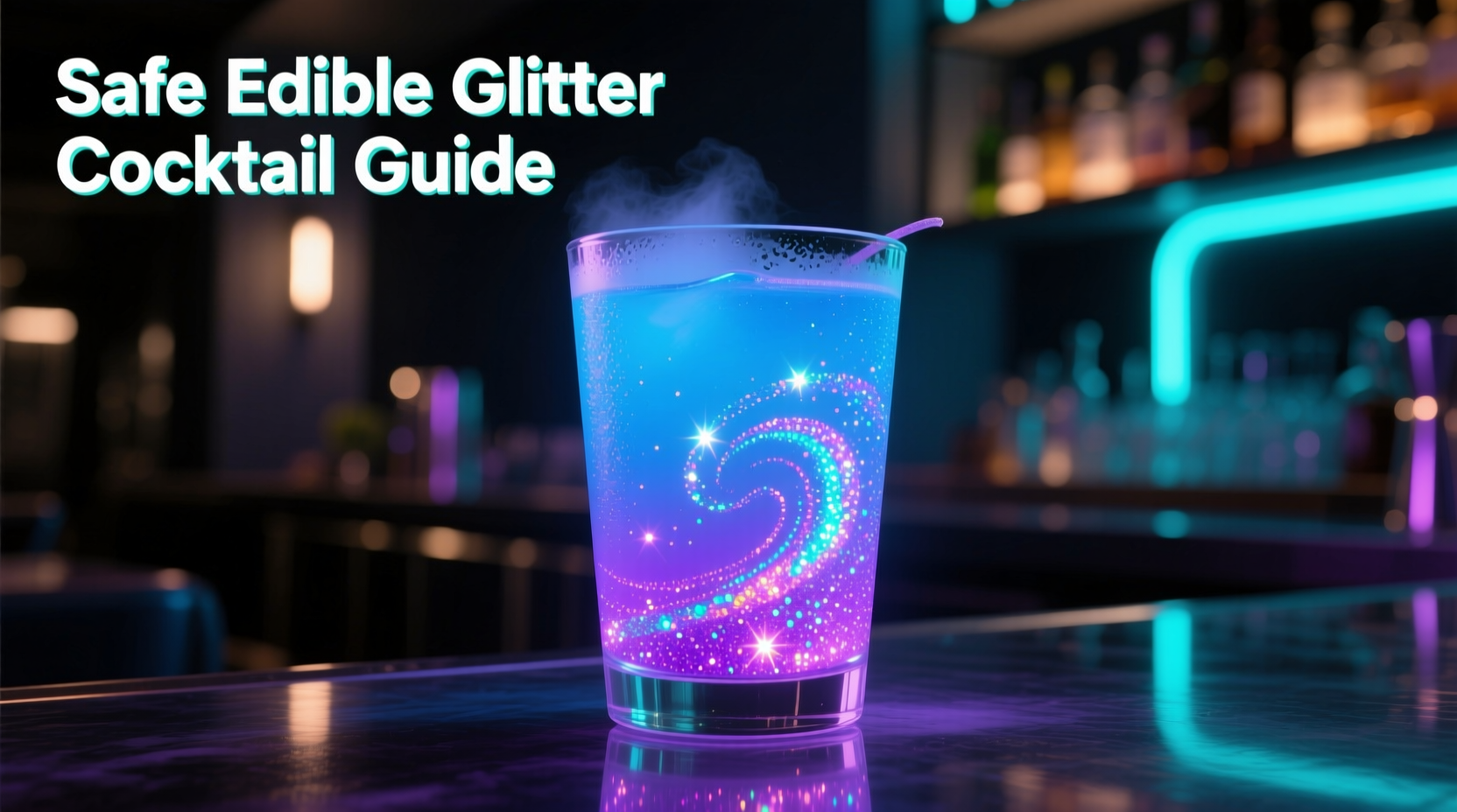 how to make glowing cocktails using safe edible glitter and UV lights