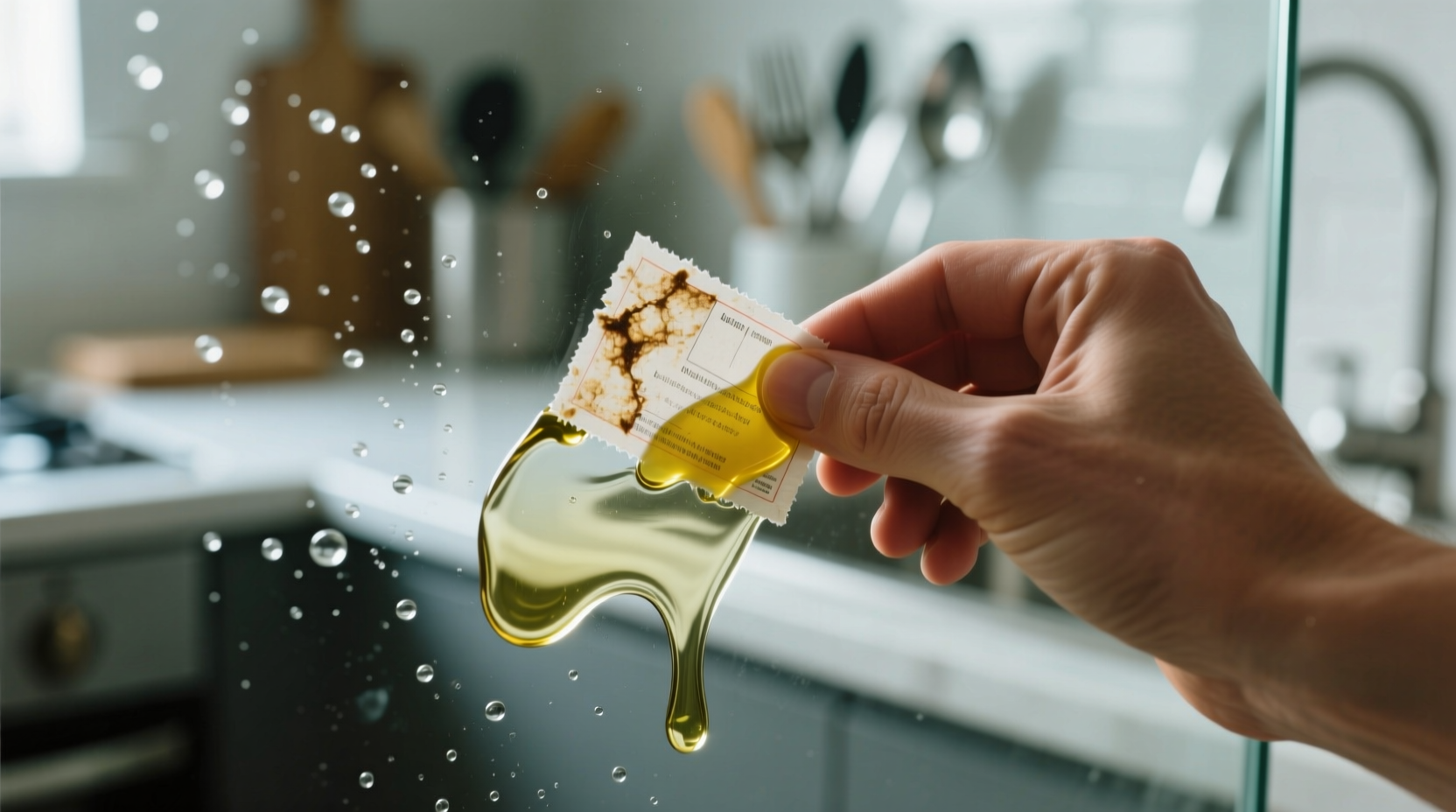 remove sticky labels from glass with whatever oil you h