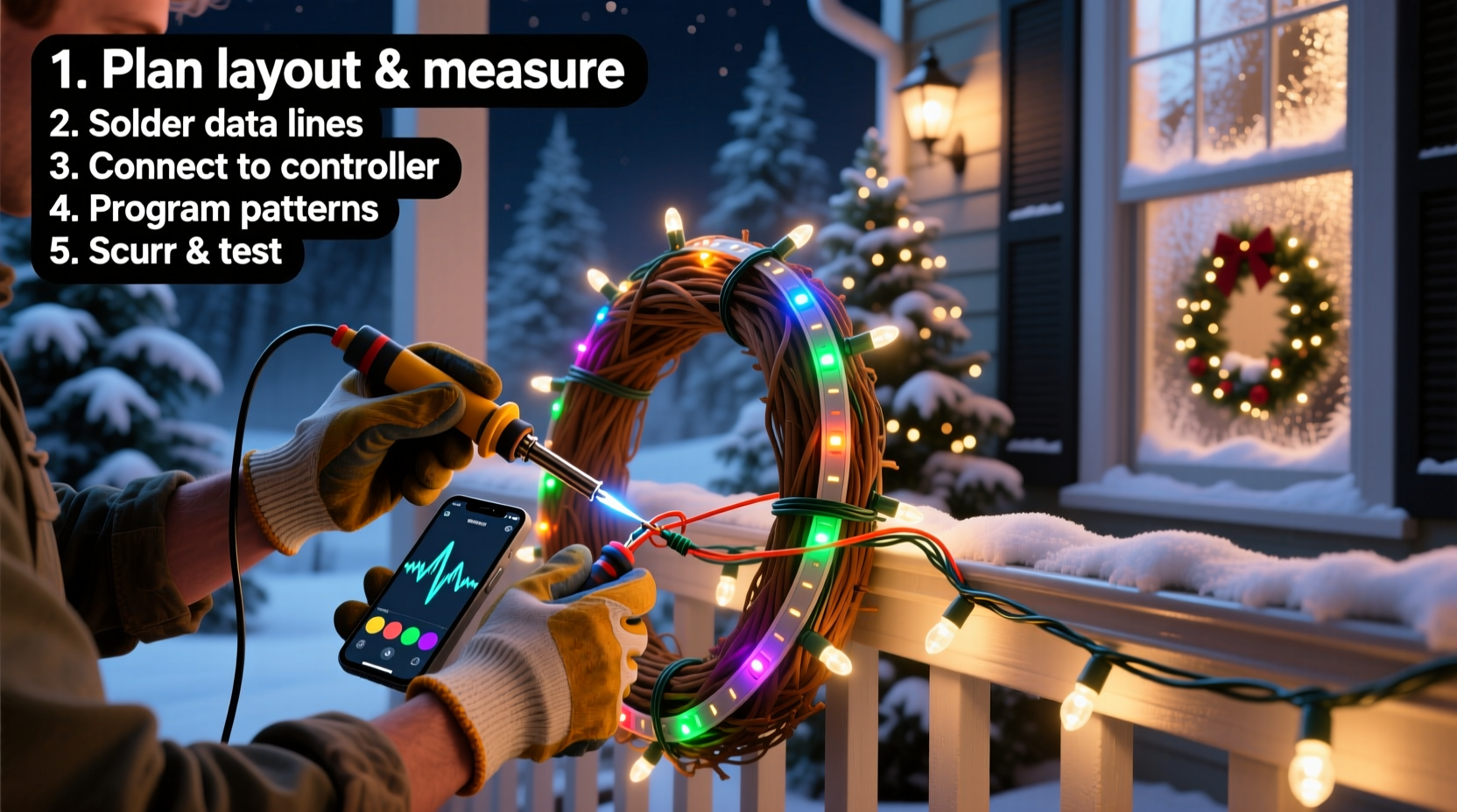 how to build a custom christmas light display using programmable leds