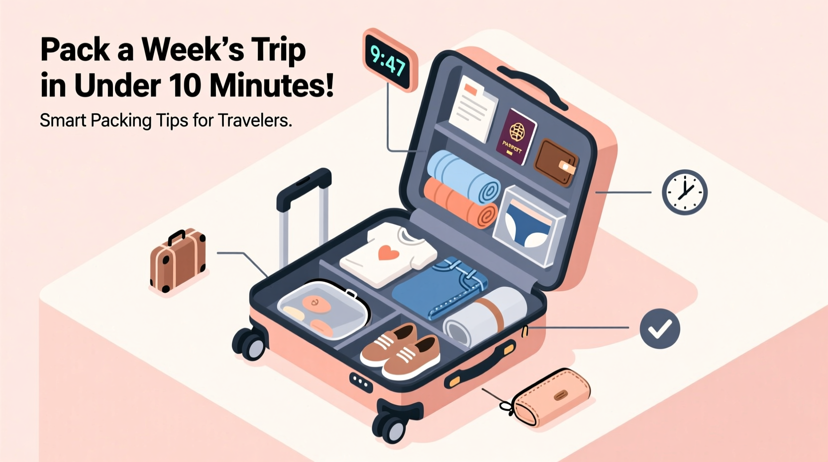 how to pack a carry on suitcase for a week long trip in under 10 minutes