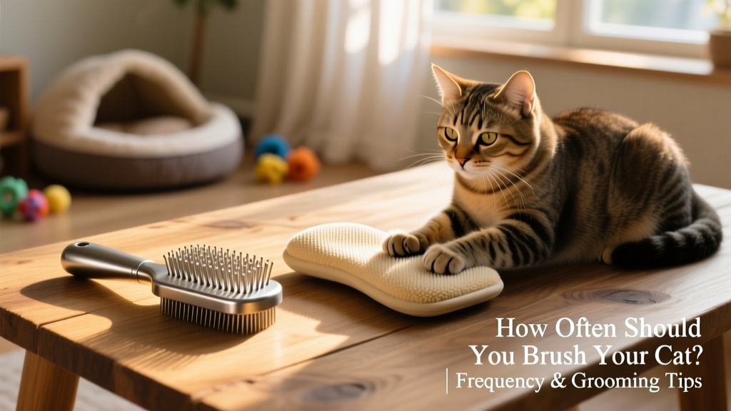 Side-by-side comparison of two brushes: a metal slicker brush and a rubber grooming mitt