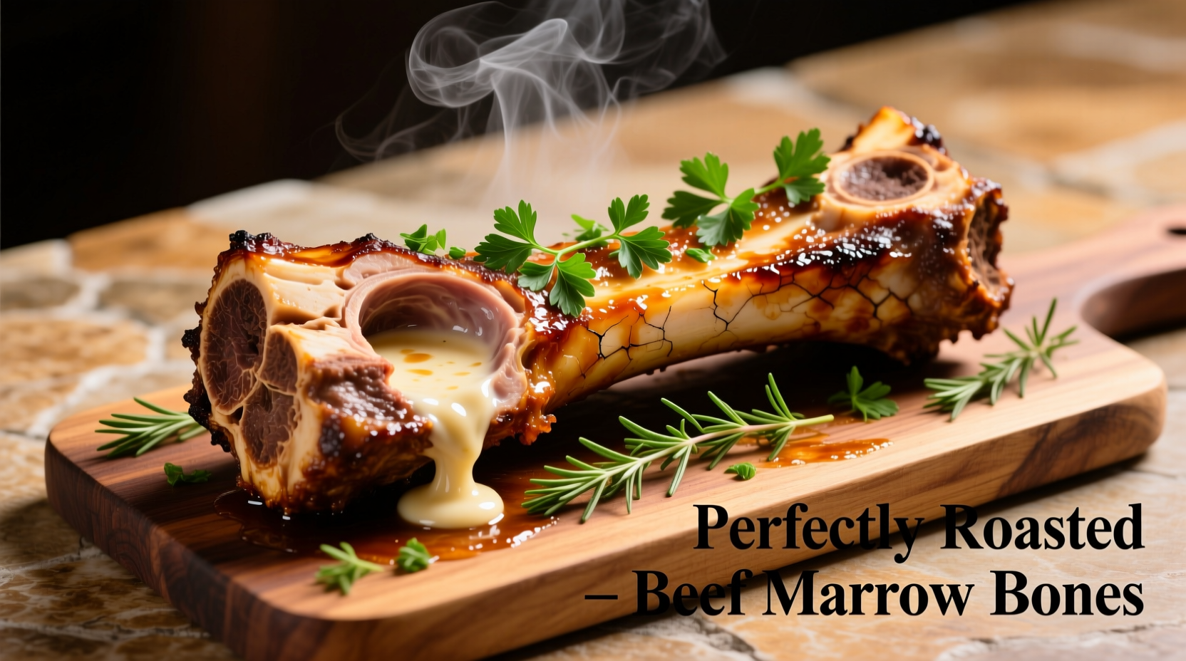 Perfectly roasted beef marrow bones with parsley