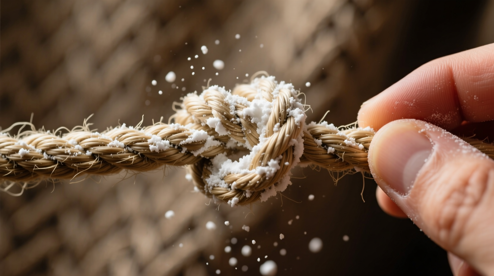 untie a stubborn knot with corn starch