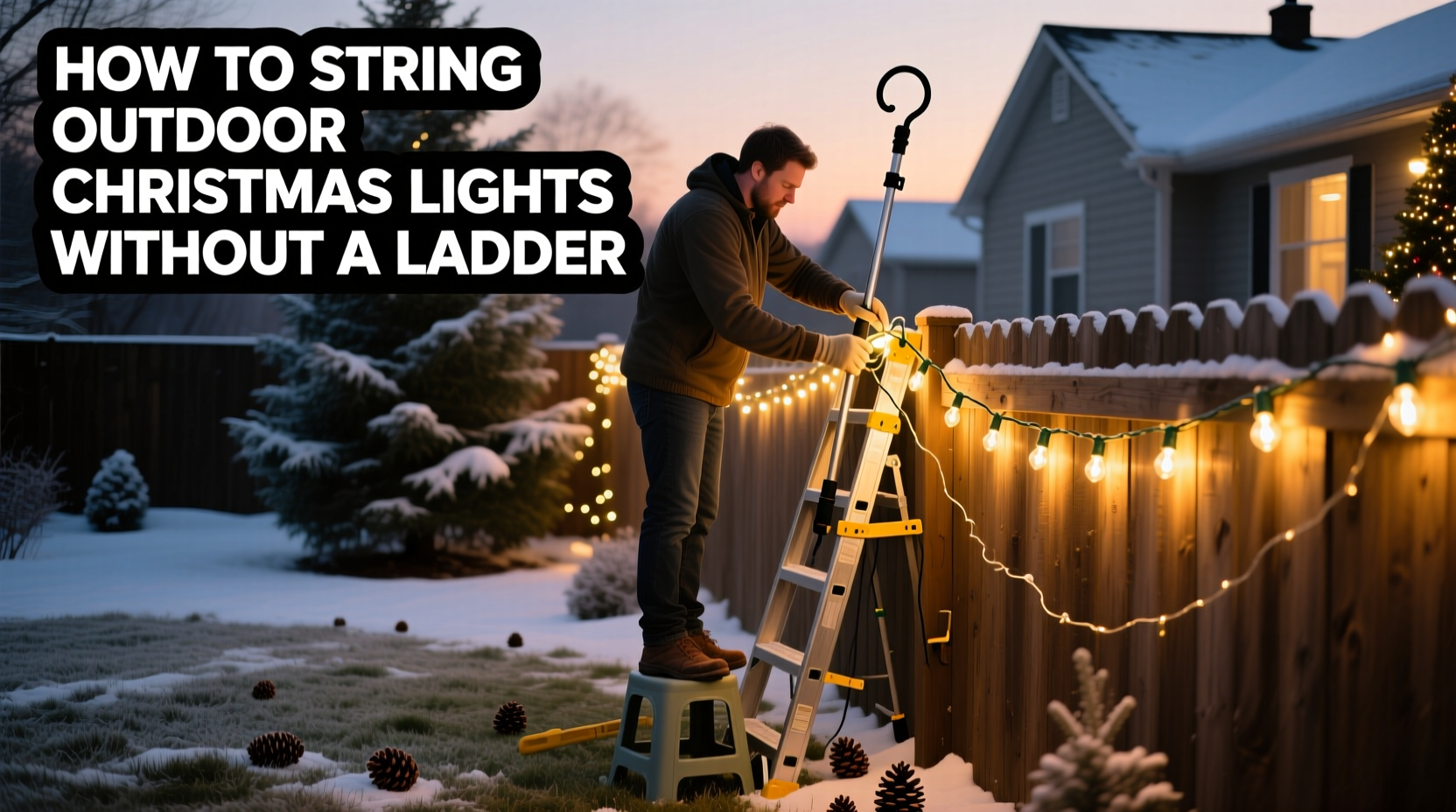 how to string outdoor christmas lights without using a ladder