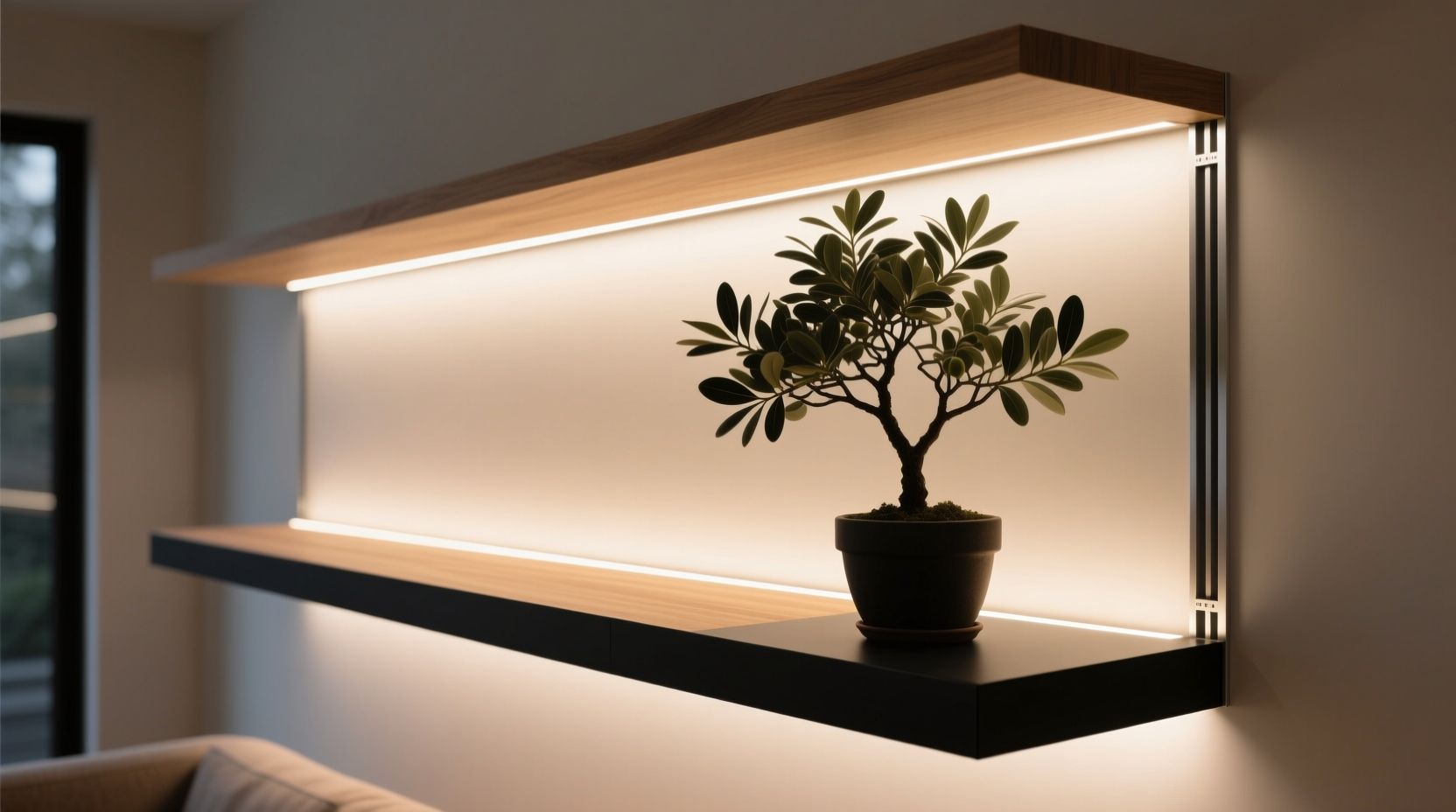 is it worth installing recessed led strip lighting behind a floating shelf to backlight your tree