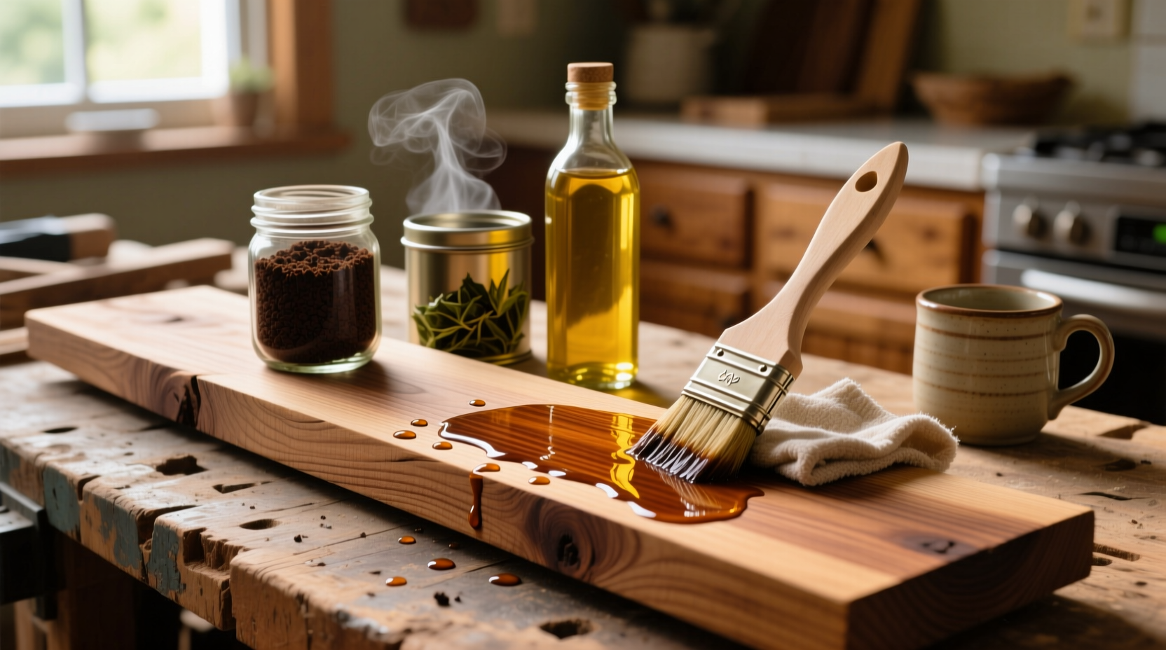 make natural wood stain using common household items