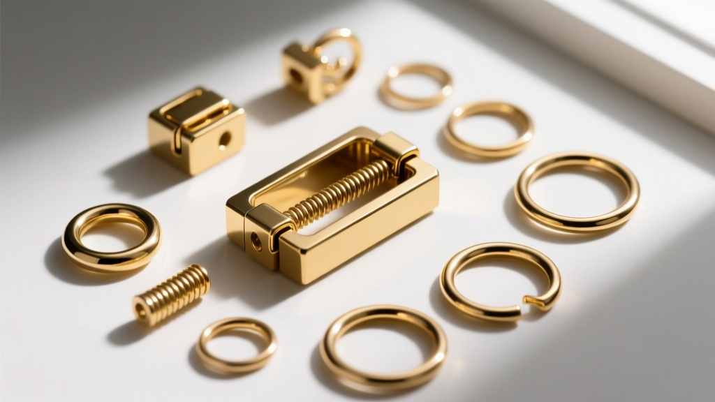 Flat lay of heavy jewelry findings showing a reinforced box clasp, safety catches, and 18-gauge soldered jump rings for support