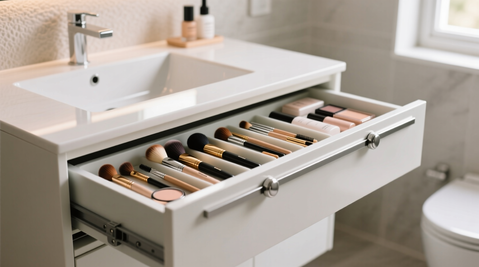 magnetic strip beauty tool drawer organization