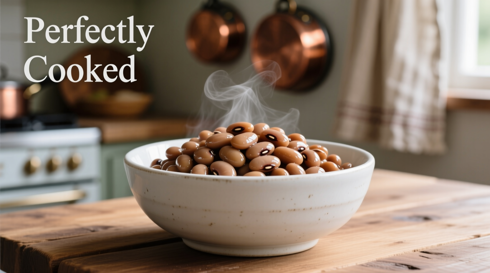 Perfectly cooked pinto beans in white ceramic bowl
