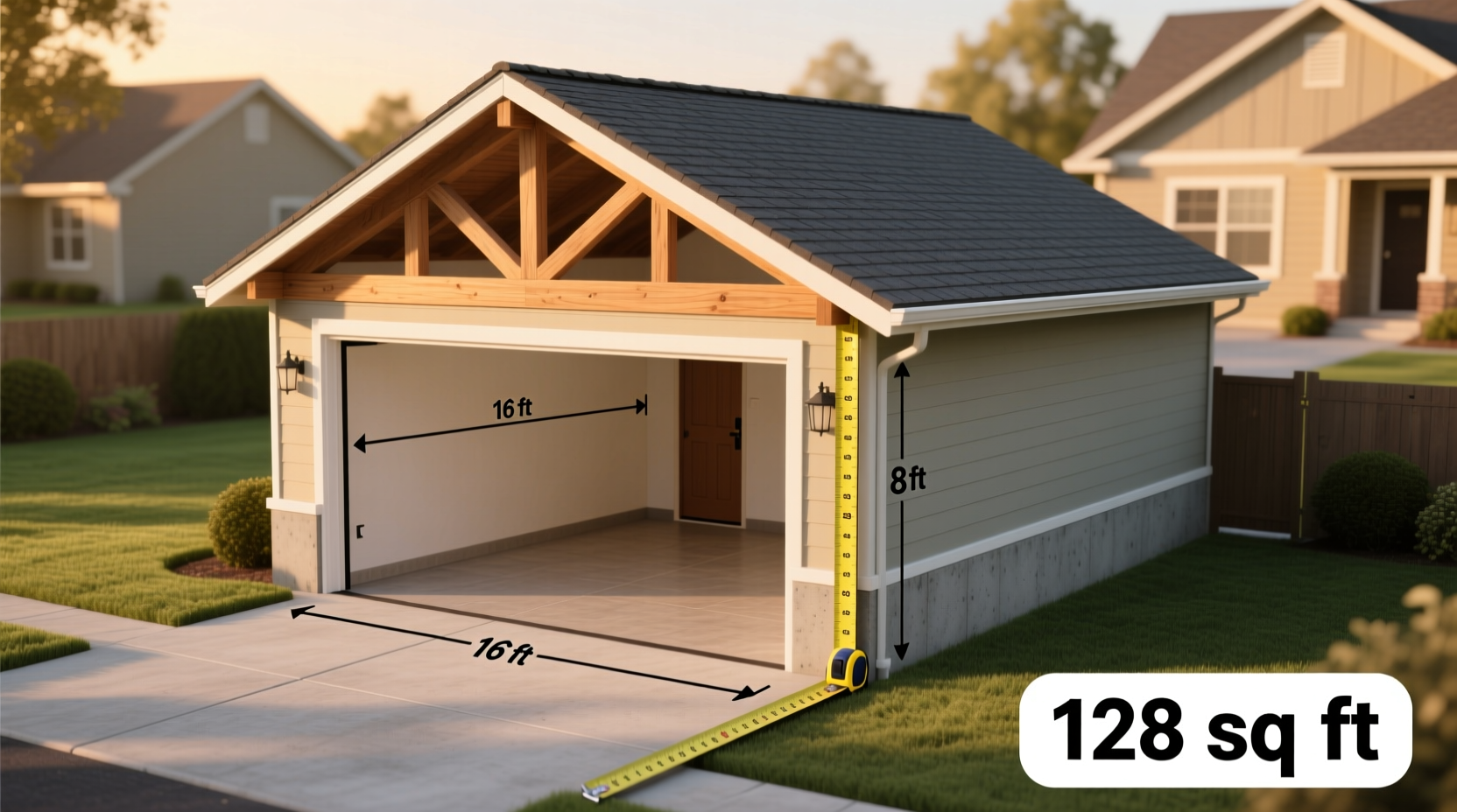 how many square feet is a one car garage