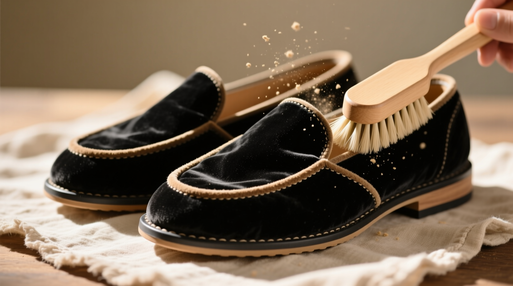 how to clean velvet slipper soles safely