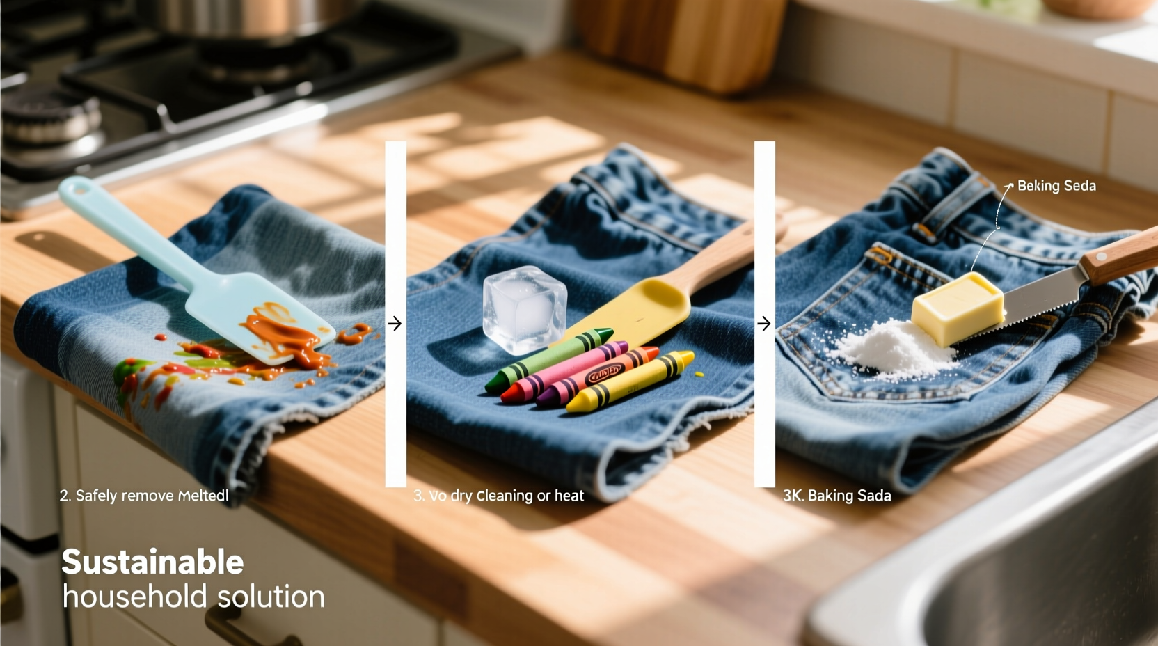 remove melted crayon from denim without heat