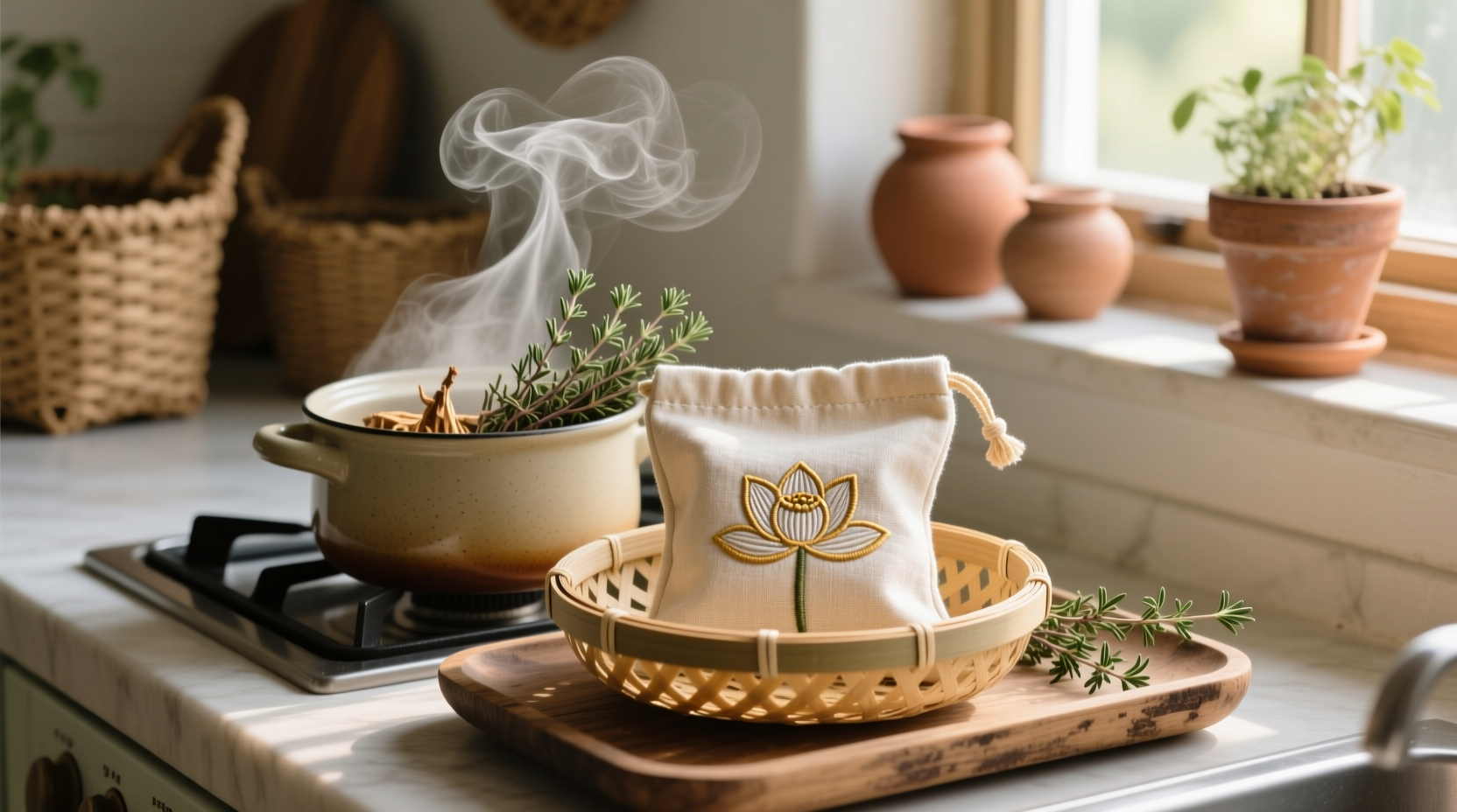 eco friendly cleaning sanitize menstrual cup pouches with steam thyme