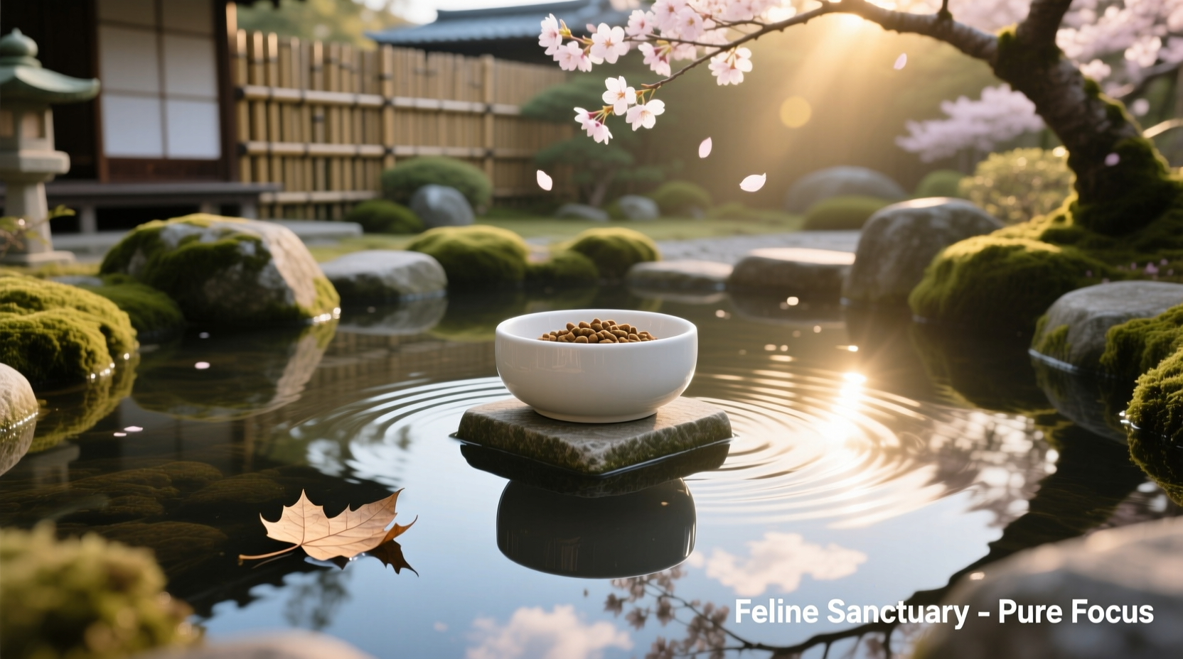 Cat food bowl surrounded by water moat barrier